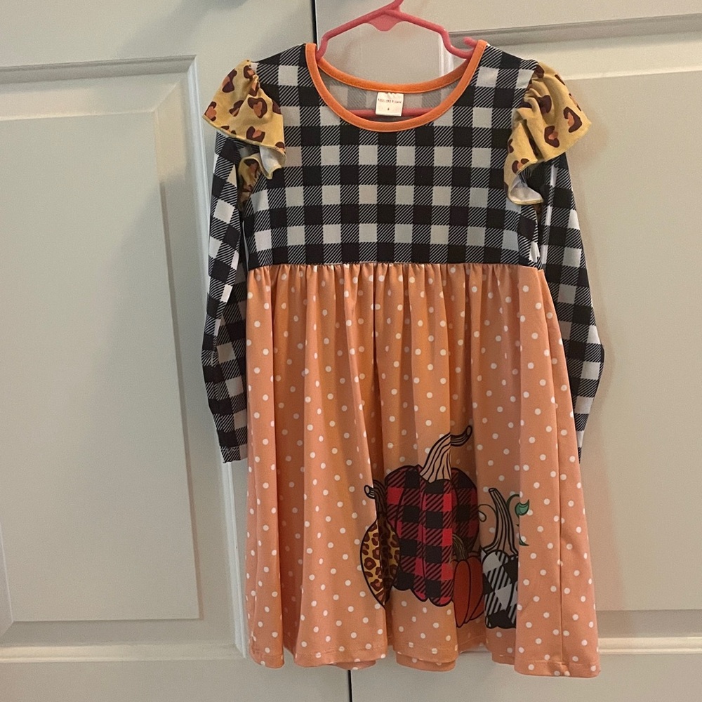 Matilda Jane Black and Orange Checkered Dress